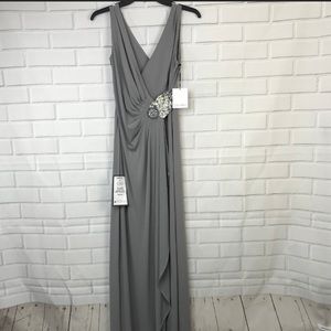 Calvin Klein Embellished A-Line Gown Tin Dress